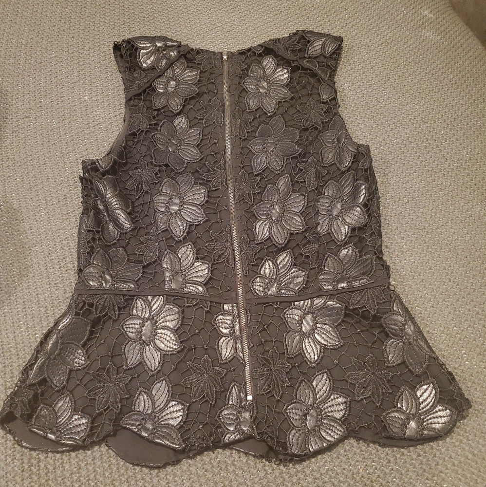 Red Saks Fifth Avenue Peplum Blouse